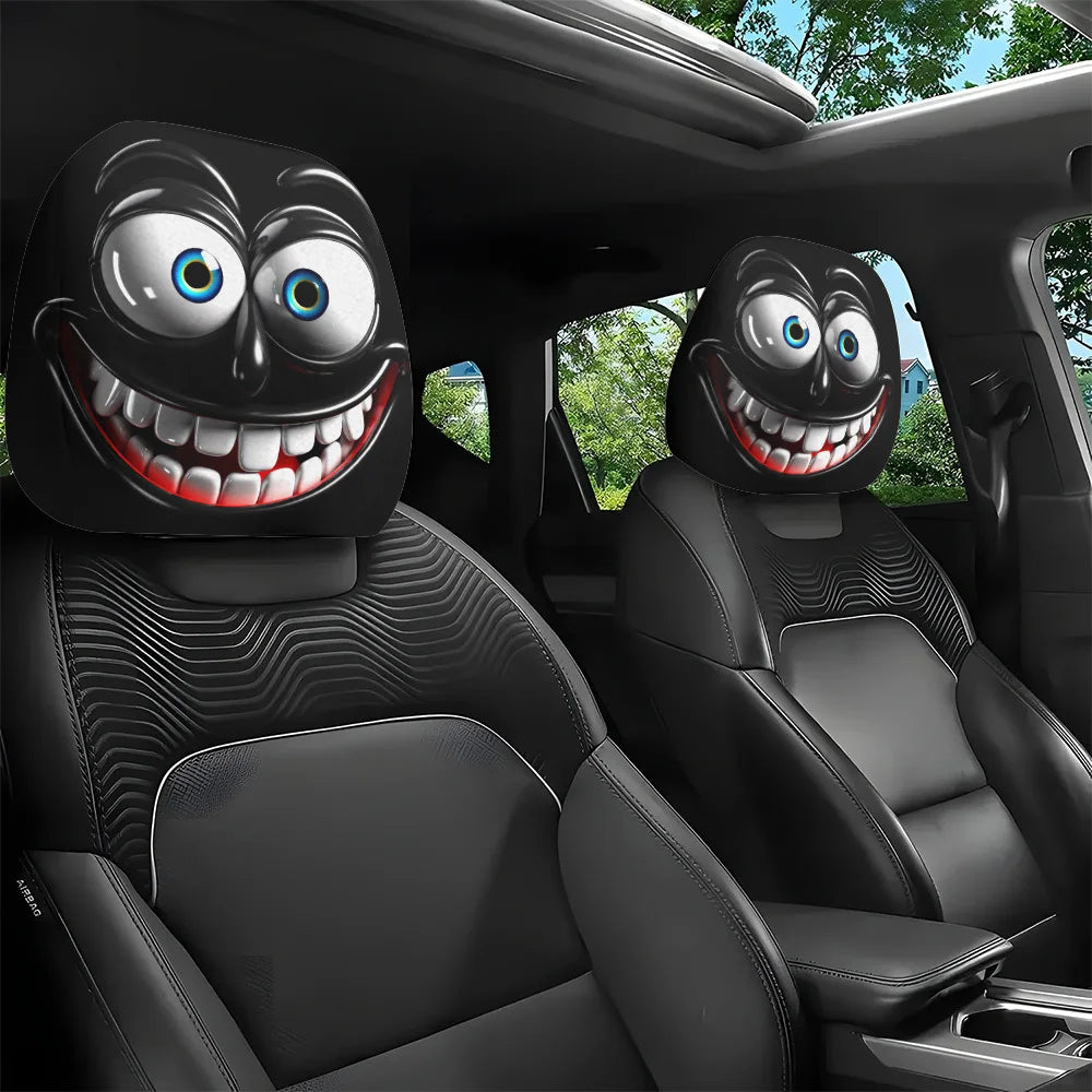 Fun smiley face car headrest covers
