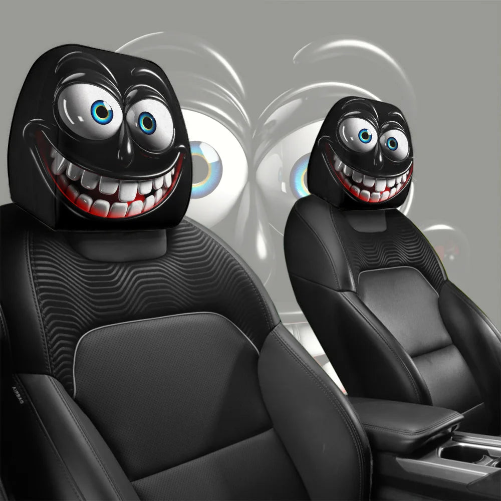 Fun smiley face car headrest covers