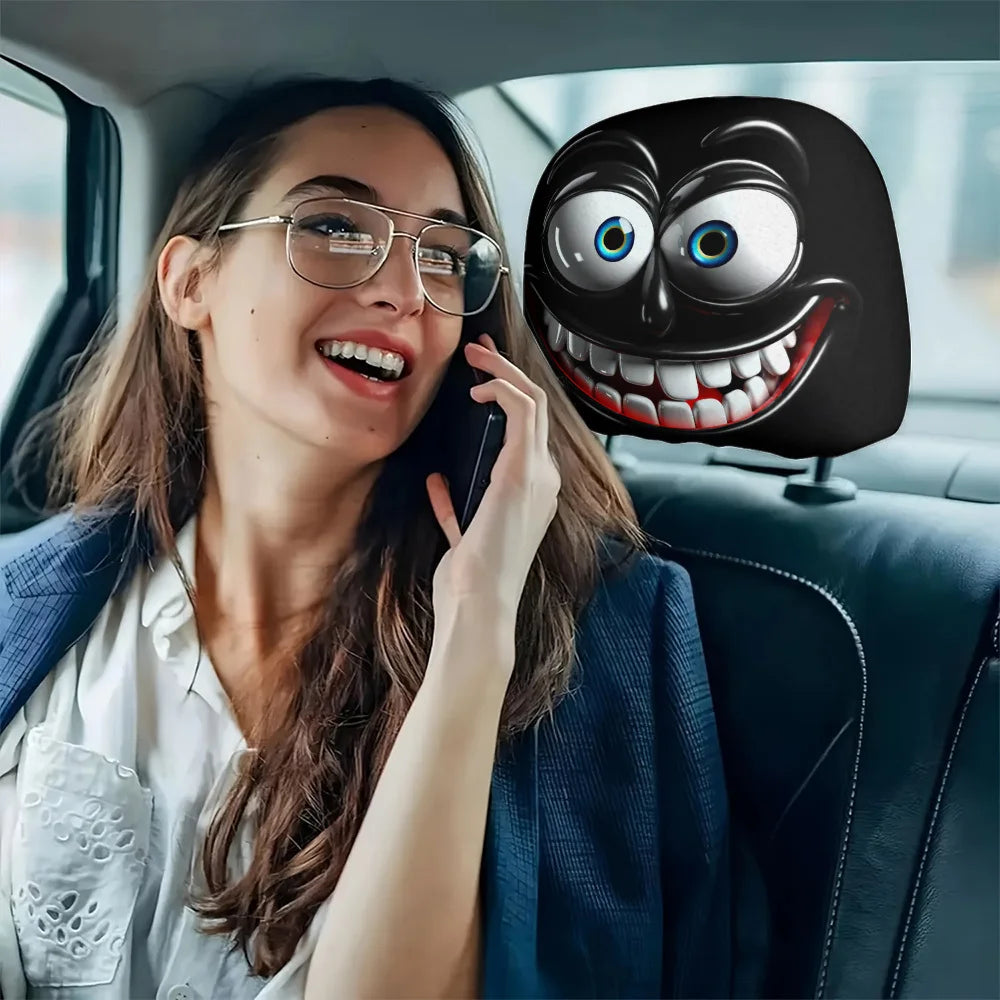 Fun smiley face car headrest covers